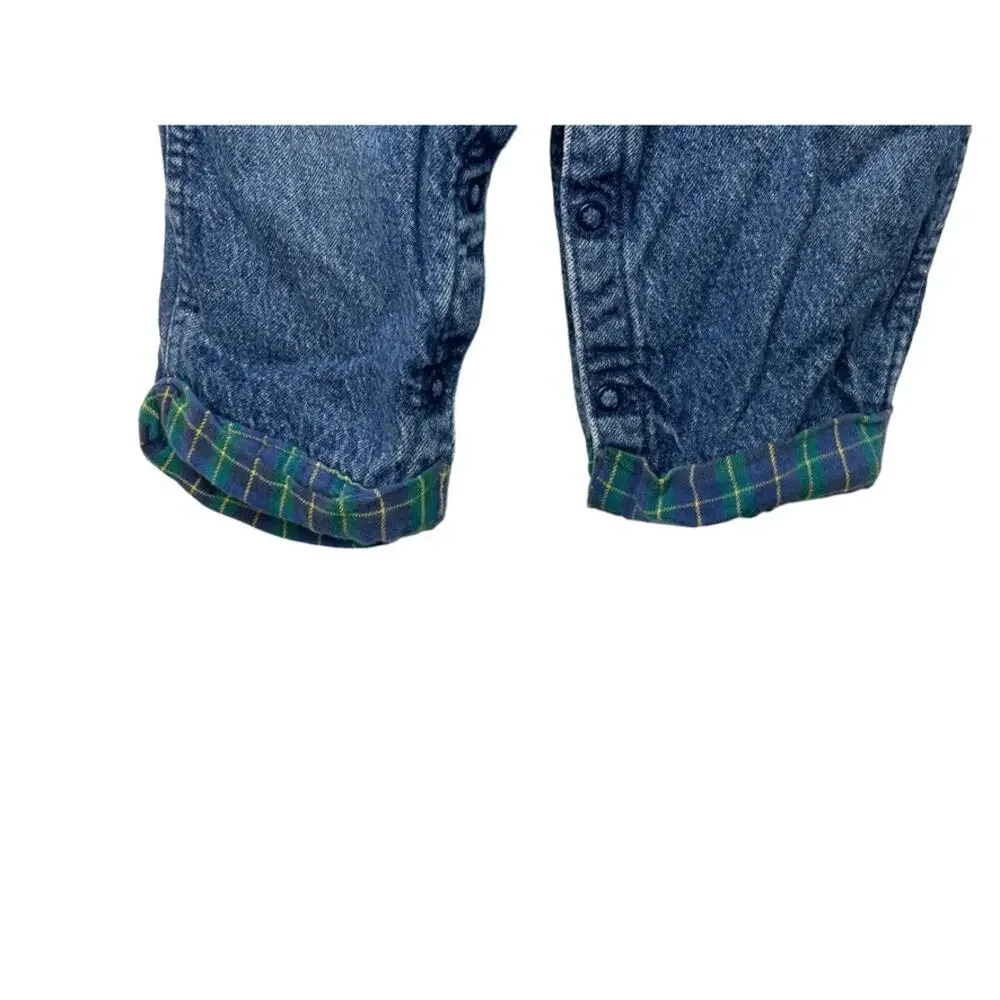 Vintage OshKosh B'Gosh Lined Denim Cuffed Overalls Size 3T 100% Cotton USA
